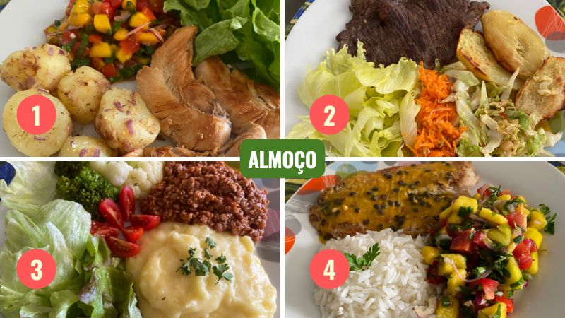 Opções de almoço saudável fitness
